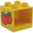 Duplo Gelb Drawer Cabinet 2 x 2 x 1.5 mit Apples (4890)