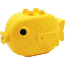 Duplo Yellow Fish with Studs and Black Eyes