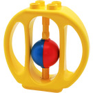 Duplo Amarillo Oval Rattle con Azul y Rojo Pelota