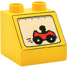 Duplo Yellow Slope 2 x 2 x 1.5 (45°) with Car (6474)