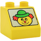 Duplo Yellow Slope 2 x 2 x 1.5 (45°) with Clown (6474)