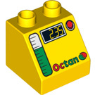 Duplo Gelb Steigung 2 x 2 x 1.5 (45°) mit Octan Logo, Gas Gauge, und '2.35' (6474 / 63017)