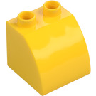 Duplo Yellow Slope 45° 2 x 2 x 1.5 with Curved Side (11170)