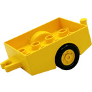 Duplo Gelb Fahrzeug Trailer mit hitch ends und Gelb rims (6505)