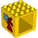 Duplo Jaune Cadre de fenêtre 4 x 4 x 3 avec lapin avec Brique (11345 / 20793)