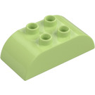 Duplo Yellowish Green Brick 2 x 4 with Curved Sides (98223)