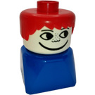 LEGO 2 x 2 Azul Base con Rojo Pelo Figura Duplo