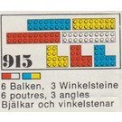 LEGO 6 bricks with 16 and 20 studs and 3 Angle Bricks Set 915