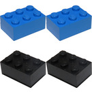 LEGO 6 Stud Bricks (Noir, Jaune, Bleu) 419.2