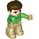 LEGO Adult with Dark Brown Hair, Green Jumper, Tan Legs Duplo Figure