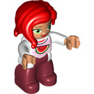LEGO Adult with Long Red Hair, White Top with Watermelon Duplo Figure