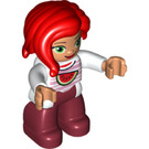 LEGO Adult mit Lang Rot Haar, Weiß oben mit Watermelon Duplo-Figur