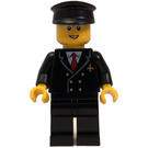 LEGO Fly Pilot med Sort Jakke, Rød Tie, Sort Ben, Briller, og Sort Hat Minifigur