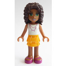 LEGO Andrea con Bright Luz Naranja Layered Falda y Blanco Parte superior Minifigura