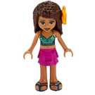 LEGO Andrea with Dark Blue Top and Magenta Skirt with Hair Flower Minifigure