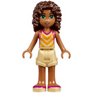 LEGO Andrea met Zandbruin Korte broeken en Zandbruin Top met Bright Licht Oranje Chevron Strepen Minifiguur