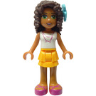 LEGO Andrea with White Top and Orange Skirt with Hair Flower Minifigure