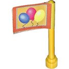 LEGO Antenna 1 x 4 with Balloons on Yellow Background with Red Frame Sticker with Rounded Top (3957)