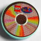 LEGO Aqua Tuile 2 x 2 Rond avec Colored Sections et LEGO et Scala logo Autocollant avec fond en "X" (4150)