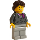 LEGO Bank Teller mit Magenta Schal und Pferdeschwanz Minifigur mit braunen Augenbrauen