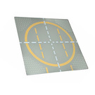 LEGO Baseplate 32 x 32, 9-Stud Landing Pad with Yellow Circle, 1-way Lines, Yellow Lines Not Touching Circle Pattern