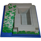 LEGO Baseplate 32 x 32 Raised with Ramp and Pit with Green Circles and Blue Base