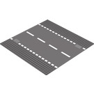 LEGO Grondplaat 32 x 32 Road 6-Stud Rechtdoor met Wit Dashed Lines (44336 / 54201)