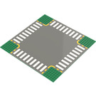 LEGO Baseplate 32 x 32 with Crossroads with Crosswalks and Yellow Dashed Lines (44347)