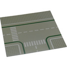 LEGO Baseplate 32 x 32 with T Intersection Road with Crosswalks and Green and White Lines