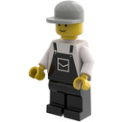 LEGO Stor Rig Truck Stop Worker, Svart Kjeledress Minifigur