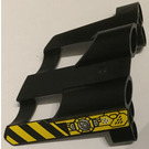 LEGO Zwart 3D Paneel 1 met Zwart en Geel Danger Strepen en Machinery Sticker (32190)