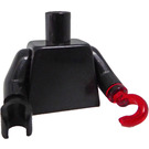 LEGO Black Alpha Team Minifig Torso with Black Arms and Black Right Hand and Transparant Red Hook on Left Arm (973 / 74331)