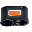 LEGO Black Beam 2 with Axle Hole and Pin Hole with Orange rectangle (Winker) Sticker (40147)