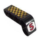 LEGO Zwart Balk 2 x 4 Krom 90 graden, 2 en 4 Gaten met Vierkant Patroon en Rood number 5 Sticker (32140)