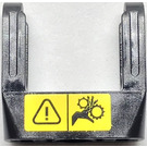 LEGO Schwarz Strahl 3 mit Achse Löcher auf Ends und Gabel mit warning sign Muster Aufkleber (49137)