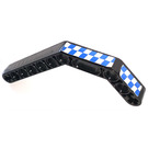 LEGO Black Beam 3 x 3.8 x 7 Bent 45 Double with 2 blue/white checkered (right) Sticker (32009)