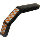 LEGO Black Beam 3 x 3.8 x 7 Bent 45 Double with Orange and White Checkered Pattern (Left) Sticker (32009)