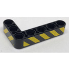 LEGO Black Beam 3 x 5 Bent 90 degrees, 3 and 5 Holes with Danger Stripes - Left Sticker (32526)