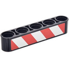 LEGO Zwart Balk 5 met Wit en Rood Hazard Strepen Sticker (32316)