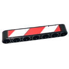 LEGO Zwart Balk 7 met Rood en Wit Strepen Links Sticker (32524)