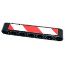 LEGO Zwart Balk 7 met Rood en Wit Strepen Rechtsaf Sticker (32524)
