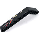 LEGO Black Beam Bent 53 Degrees, 3 and 7 Holes with Flames Right Sticker (32271)
