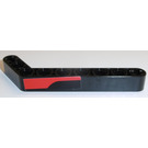 LEGO Black Beam Bent 53 Degrees, 3 and 7 Holes with Red Stripe (Left) Sticker (32271)