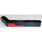 LEGO Black Beam Bent 53 Degrees, 3 and 7 Holes with Red Stripe (Right) Sticker (32271)