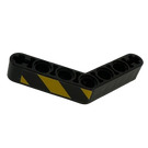 LEGO Black Beam Bent 53 Degrees, 4 and 4 Holes with Black and Yellow Danger Stripes (Model Left) Sticker (32348)