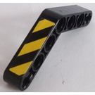 LEGO Black Beam Bent 53 Degrees, 4 and 4 Holes with Black and Yellow Stripes (Left) Sticker (32348)