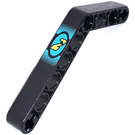 LEGO Black Beam Bent 53 Degrees, 4 and 6 Holes with "2" on Dark Turquoise Background Sticker (6629)
