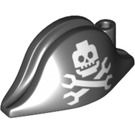 LEGO Schwarz Bicorne Pirate Hut mit Skull und Crossbones (2528 / 16623)