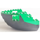 LEGO Svart Båt Rosett 12 x 12 x 5.3 Hull med Grön Topp (6051)