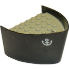 LEGO Zwart Boat Sectie Bow 5 x 6 x 3 & 1/3 met Grijs Deck met Anchor Aan both Sides Sticker